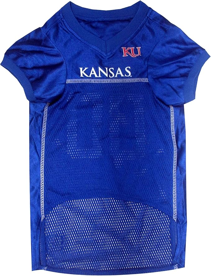 Pets First NCAA College Kansas Jayhawks Mesh Jersey for DOGS & CATS, Medium. Licensed Dog Jersey with your Favorite Football/Basketball College Team