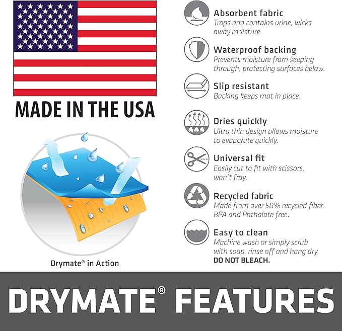 Drymate Whelping Box Liner Mat, Machine Washable, Super Absorbent, Waterproof, Quick Dry, Slip-Resistant, Reusable Dog Puppy Pee Pads for Training, Housebreaking, Incontinence, Crate (USA Made)(48x50)