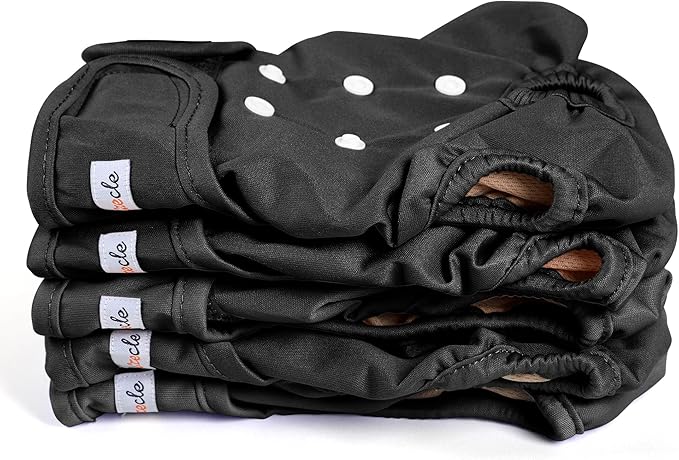 Female Dog Diapers 5Pcs - Premium Reusable Diapers for Doggie in Heat - Highly Absorbent Dog Diapers Female for Pet Incontinence with Adjustable Snaps,Black, M