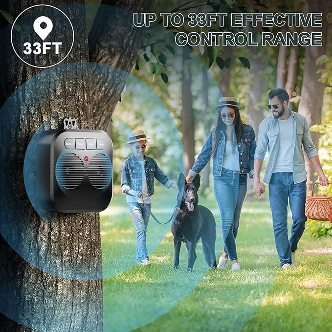 Anti Barking Device for Dogs, Safe Effective Dog Bark Deterrent Device, Rechargeable Ultrasonic Bark Box with 3 Adjustable Modes, Bark Control Device Stop Dog Barking Indoor Outdoor Use (Black)