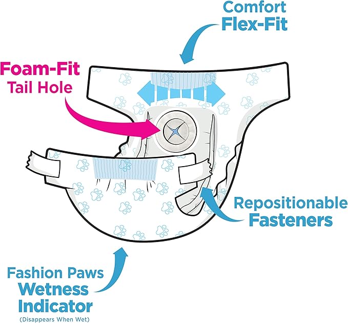 Four Paws Wee-Wee Super Absorbent Disposable Adjustable Dog Potty Training Diapers, Leak-Proof Protection for Dogs, Size Medium, 15" - 18" Waist, 36 Count