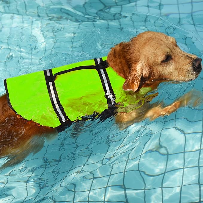 Doglay Dog Life Jacket, Dog Life Vest for Swimming Boating, Adjustable Puppy Life Jacket with Reflective Stripes, Superior Buoyancy Dog Swimming Vest for Small Medium and Large Dogs