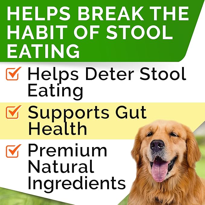 STRELLALAB No Poo Treats for Dogs - Coprophagia Stool Eating Deterrent - No Poop Eating for Dogs - Digestive Enzymes - Gut Health & Immune Support - Stop Eating Poop - Bacon Flavor 240 Chews