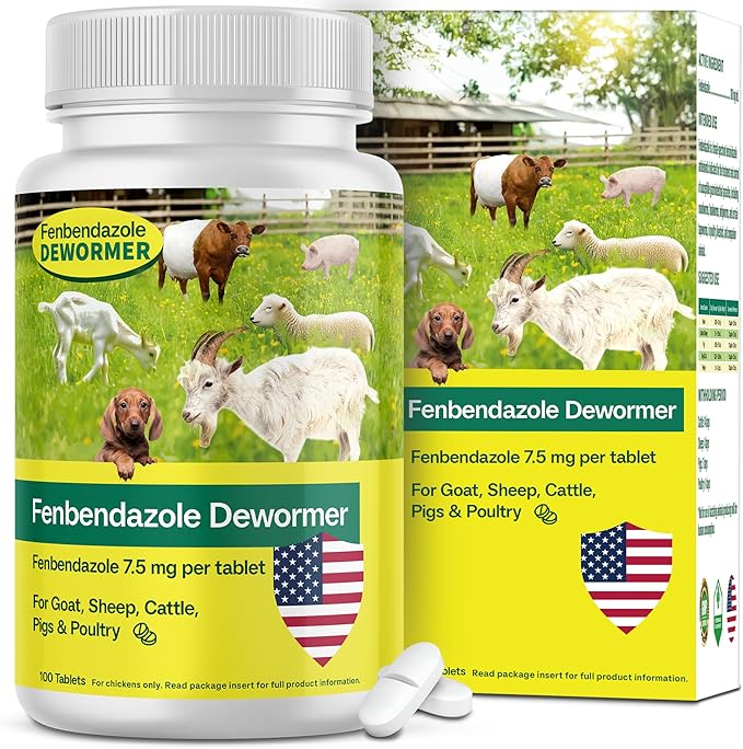 Fenbendazole for Goats, Sheep, Dog, Cattle, Poultry & More, Tapeworms, Roundworms & Hookworms, 100 Tablets
