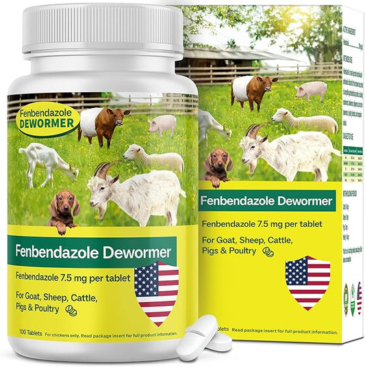 Fenbendazole for Goats, Sheep, Dog, Cattle, Poultry & More, Tapeworms, Roundworms & Hookworms, 100 Tablets