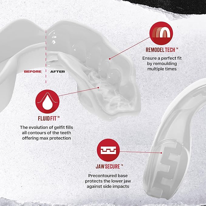 SAFEJAWZ Mouth Guard, Elements Dual Layer Mouthguard for Adults & Youth with Case, Easy Fit Remoldable Mouthpiece for Football, Boxing, Lacrosse, MMA, Basketball & All Contact Sports