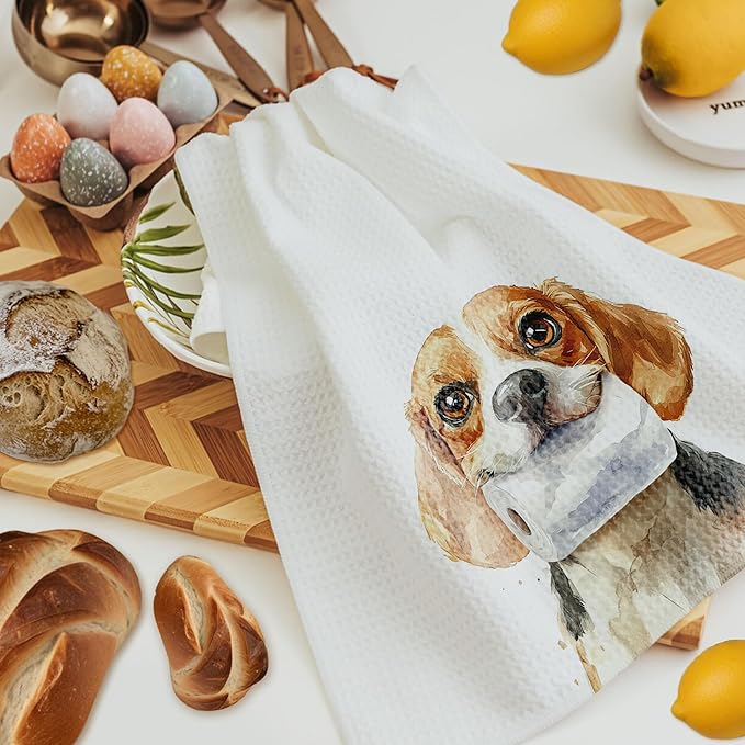 Funny Beagle Dog Bathroom Hand Towels, Beagle Lover Gifts for Women Men, Funny Bathtub Dog Hand Towels for Bathroom Toilet Washroom Restroom Decor, 16x24 Inch Set of 2