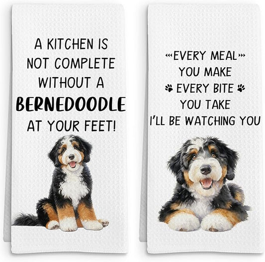 Bernedoodle Gifts Dog Kitchen Towels Set of 2, Gifts for Bernedoodle Lovers Hand Towel, Every Meal You Make BernedoodleDog Decorative Tea Dish Towels for Kitchen, Funny Dog Kitchens Decor,16x24