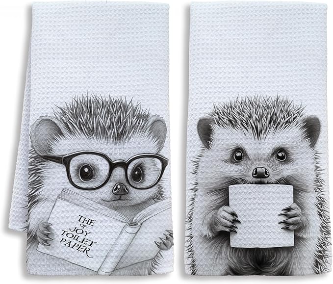 Funny Hedgehog Bathroom Hand Towels, Kids Bathroom Decor, Hedgehog Gifts for Women Men Hand Towels for Kids Bath Room Washroom, Animal Lovers Gifts, 16x24 Inch Set of 2