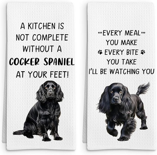 Black Cocker Spaniel Gifts Dog Kitchen Towels Set of 2, Gifts for Cocker Spaniel Lovers Hand Towel, Every Meal You Make Decorative Tea Dish Towels for Kitchen, Dog Kitchens Decor, 16x24in