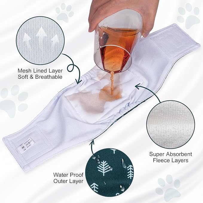 Reusable Dog Belly Bands for Male Dogs Diapers,5 Pack Premium Washable Dog Diapers Male Doggie Nappies Wrap,XXL