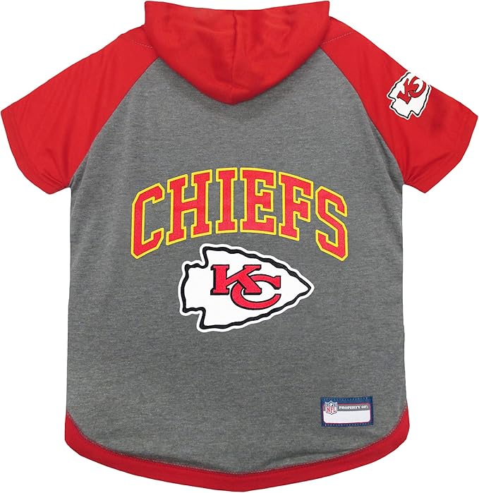 Pets First NFL Kansas City Chiefs Hoodie for Dogs & Cats. | NFL Football Licensed Dog Hoody Tee Shirt, Medium| Sports Hoody T-Shirt for Pets | Licensed Sporty Dog Shirt