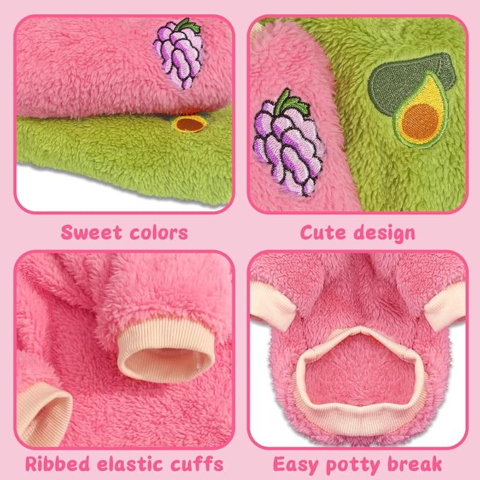 2 Pieces Puppy Sweaters - Female Yorkie & Chihuahua Sweaters, Cute Winter Warm Fleece Dog Clothes (Small)
