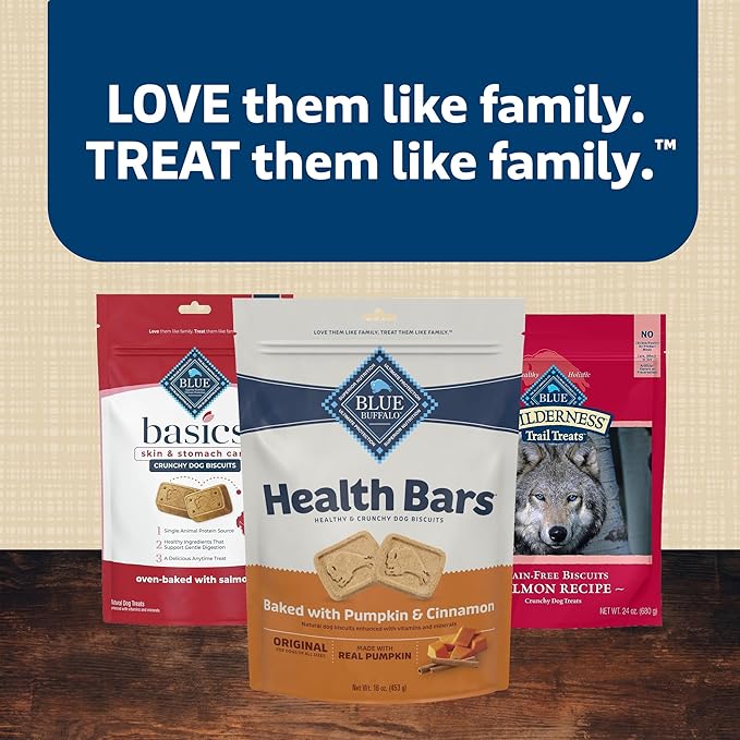 Blue Buffalo Health Bars Crunchy Dog Biscuits,Oven-Baked with Natural Ingredients,Pumpkin & Cinnamon,16-oz Bag,(Pack of 4)