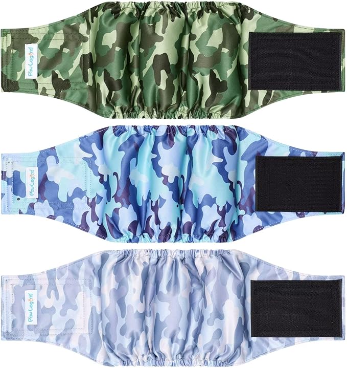 Paw Legend Washable Dogs Diapers Male Dog Belly Bands for Male Dogs Diapers Reusable Puppy & Doggie Diapers Male (3 Pack, Medium)