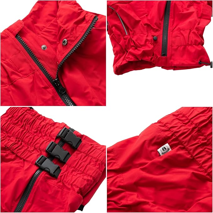 Lovelonglong Waterproof Dog Raincoat – 4-Leg Full Body Dog Rain Suit with Reflective Strips & Leash Opening, Outdoor Dog Jacket for Rainy Weather