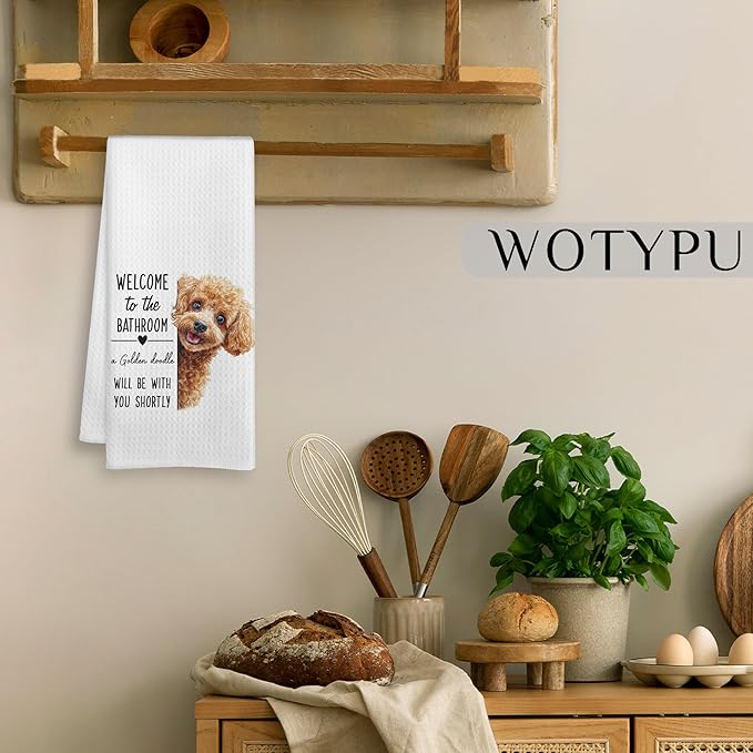 Goldendoodle Gifts Bathroom Hand Towels, Gifts for Dog Lovers, Funny Goldendoodle Bathroom Decorative Hand Towels for Guest Bath Room Washroom Half Bath, 16x24 Inch