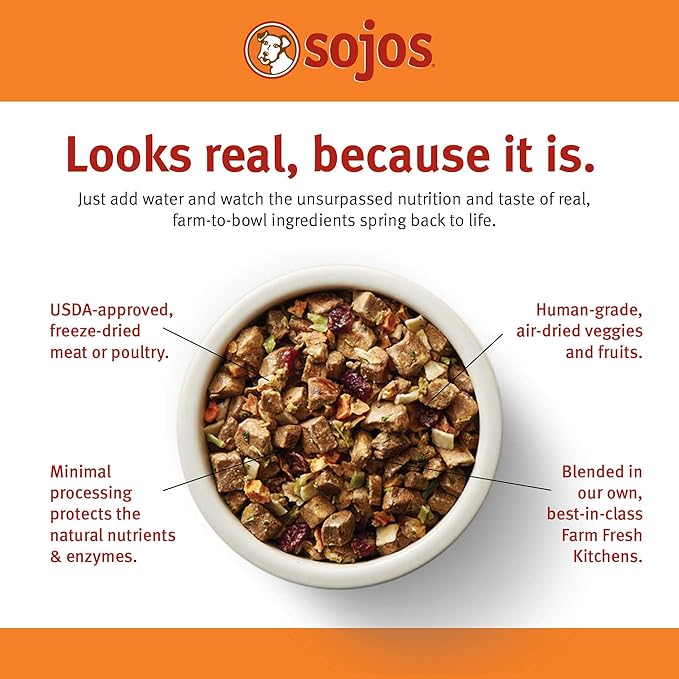 Sojos Complete Turkey & Salmon Recipe Senior Grain-Free Freeze-Dried Raw Dog Food, 7 Pound Bag