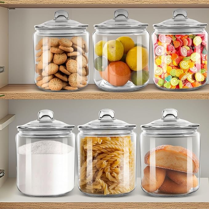 Masthome 1 Gallon Glass Jar with Lid,Large Glass Cookie Jar,Wide Mouth,Dishwasher Safe,Large Clear Jar,Storage Containers with Lids For Flour,Nuts,Cookies,Snacks