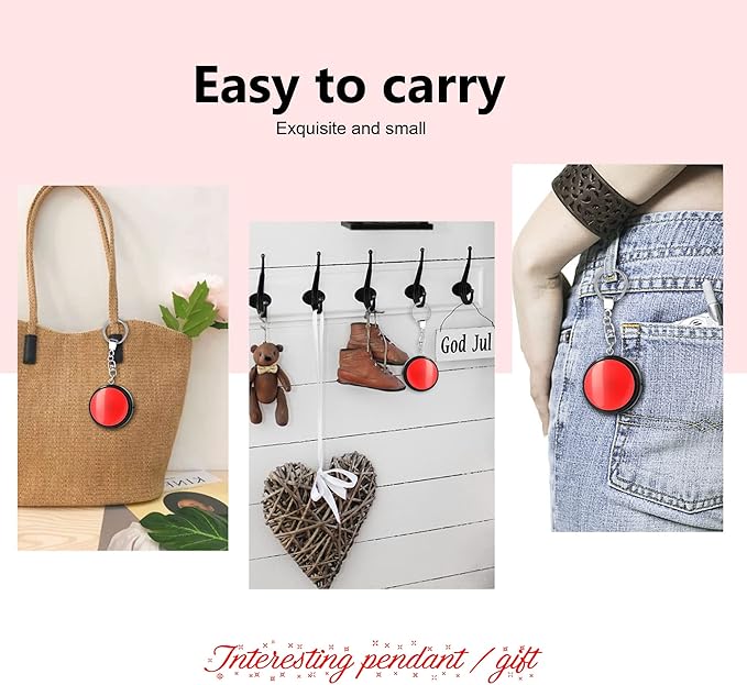 Recordable Talking Button with Keychain, 20s Voice Recording Time Sound Button Answer Buzzers Funny Buttons Record Your Own Words Also Used for Dog Training - Red and Black (Battery Included)