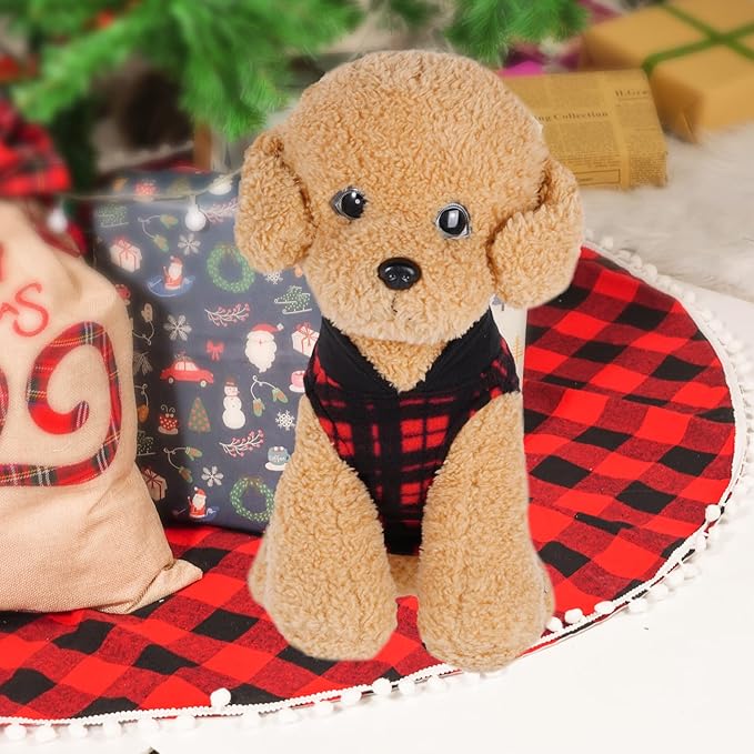 Rbenxia Buffalo Plaid Dog Sweaters - Soft Fleece Vest with Leash Ring - Warm Jacket for Small Puppy & Cat Pets (XXX-Large)