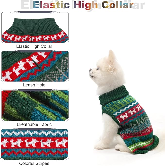 Mihachi Dog Sweater - Winter Coat Apparel Clothes with Colorful Stripes for Cold Weather