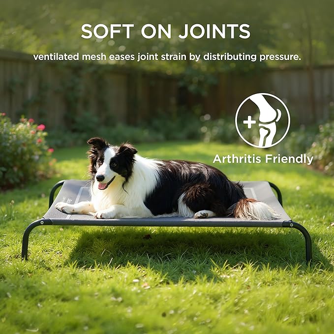 Bedsure Outdoor Elevated Dog Bed Medium Size Dog, Portable Indoor & Outdoor Cooling Raised Cot Pet Hammock Bed with Skid-Resistant Feet, Frame with Breathable Mesh, Terracotta, 43 inches