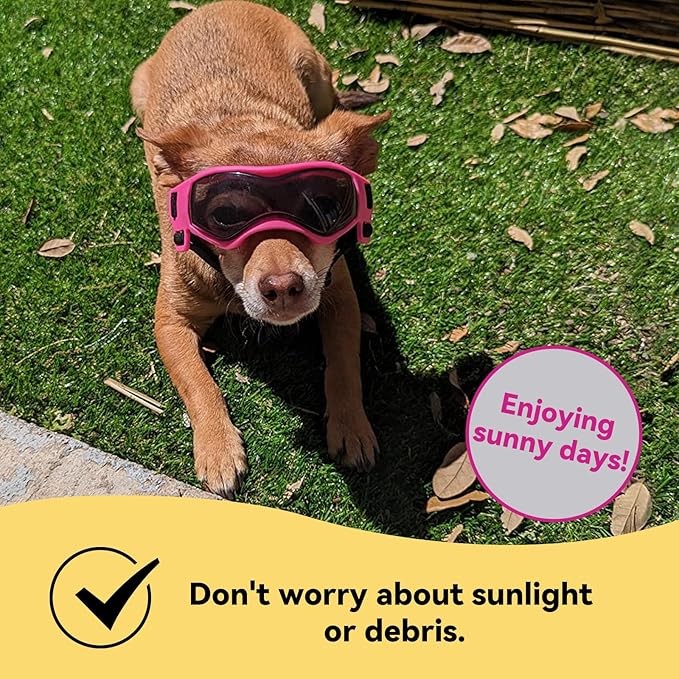 Medium Dog Goggles for Medium Breed UV/Wind/Dust Protection Dog Sunglasses with Adjustable Strap, Pink