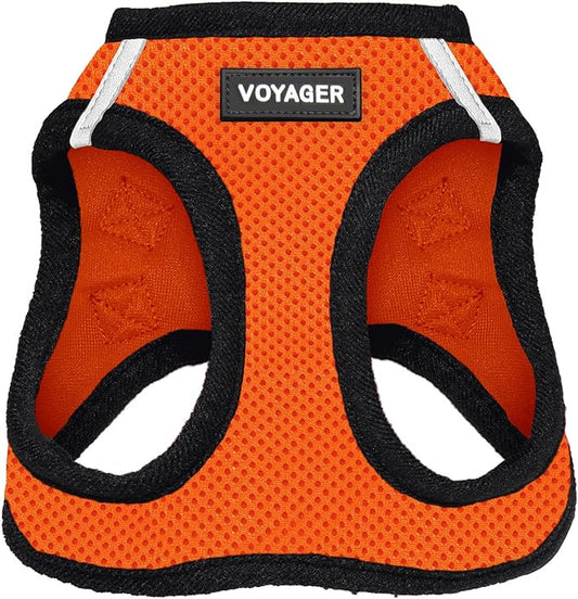 Best Pet Supplies Voyager Step-in Air Harness - All Weather Mesh, Reflective, No Pull Harness for Dogs, Cats - Secure with Hook & Loop Fastener, Buckle, Double D-Rings - Orange/Black Trim, XS