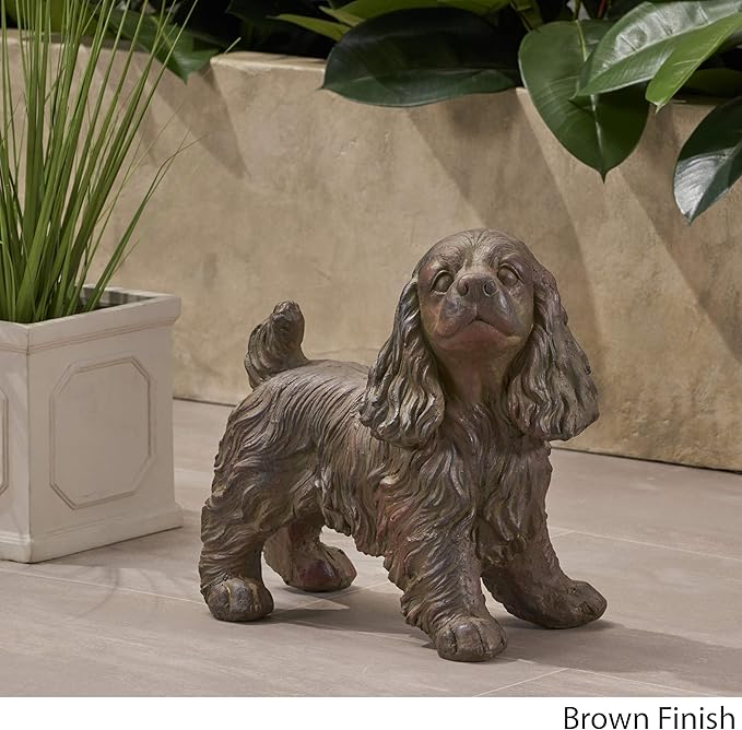 Christopher Knight Home Messiah Outdoor Cocker Spaniel Dog Garden Statue, Brown Finish