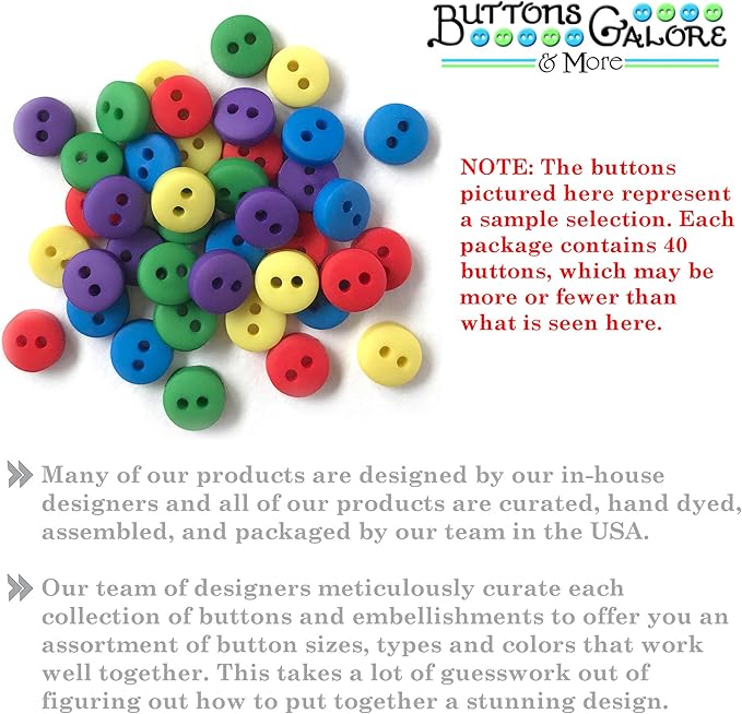 Buttons Galore and More Tiny & Micro Collection – Extensive Selection of Tiny & Micro Novelty Buttons for DIY Crafts, Scrapbooking, Sewing, Cardmaking, and Other Art & Creative Projects – 40 Pcs
