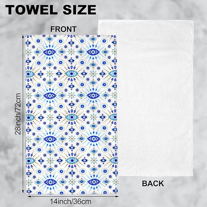 Hand Towels Set of 2 Evil Eye Towels for Bathroom Soft Absorbent Decorative Hand Bath Towels Dish Towels for Kitchen Sports Gym Yoga Home Decor 14 x 28 in