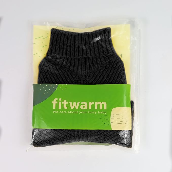 Fitwarm Dog Turtleneck Sweater, Thermal Knitted Pet Coat, Dog Winter Clothes for Small Dogs, French Bulldog Apparel, Black, Large