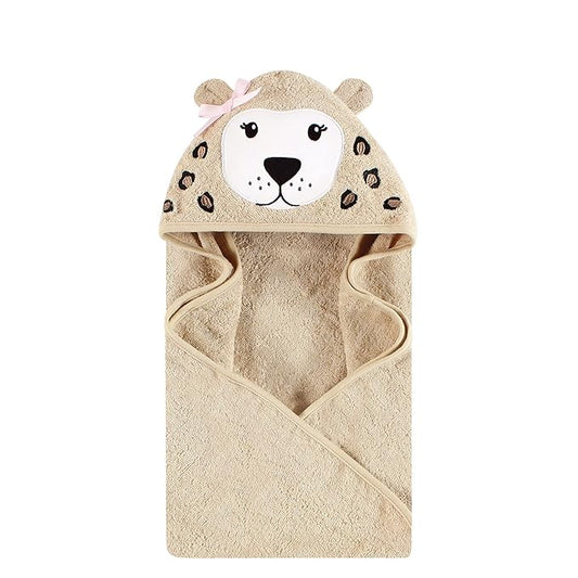 Hudson Baby Unisex Baby Cotton Animal Face Hooded Towel, Leopard, One Size