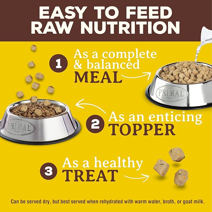 Primal Freeze Dried Puppy Dog Food, Pronto Mini Nuggets; Scoop & Serve, Complete & Balanced Meal; Also Use As Topper or Treat; Premium, Healthy, Grain Free, High Protein Raw Dog Food 25 oz (Pack of 2)