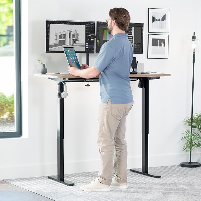 VIVO Universal 55 x 28 inch Solid One-Piece Table Top for Standard and Sit to Stand Height Adjustable Home and Office Desk Frames, Reclaimed Wood, DESK-TOP55-28P