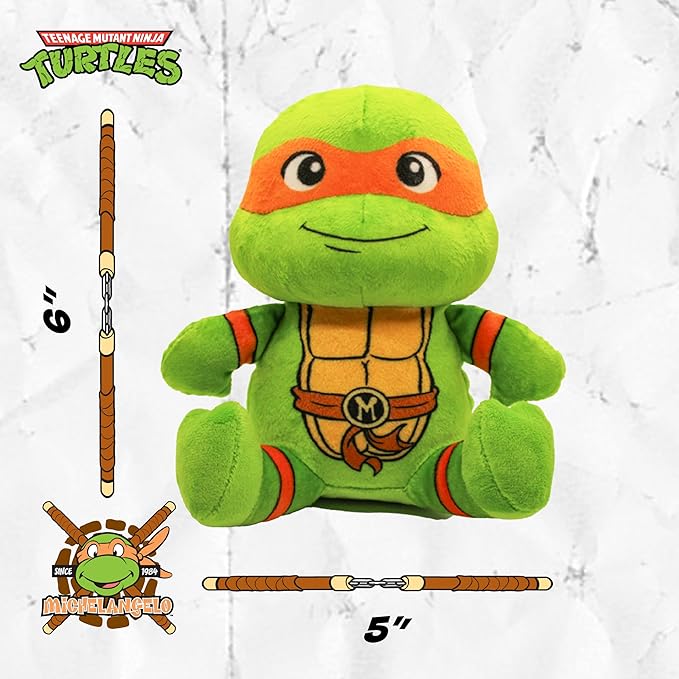 design LAB, Inc. Teenage Mutant Ninja Turtle Official Merchandise | TMNT Toys Squeaky Plush Dog Toy | Stuffed Animal Turtles Squeak for Interactive Play | 2-Pack Donatello & Michelangelo