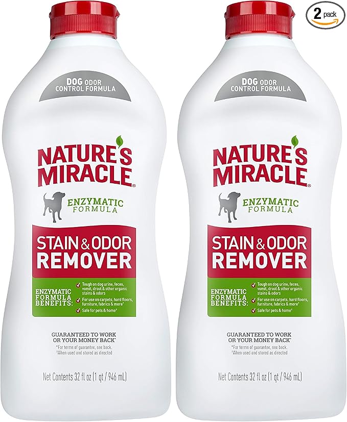 Nature's Miracle Stain and Odor Remover Dog 32 Ounces, Odor Control Formula, Pour (Pack of 2)