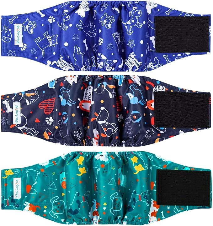 Paw Legend Washable Dogs Diapers Male Dog Belly Bands for Male Dogs Diapers Reusable Puppy & Doggie Diapers Male