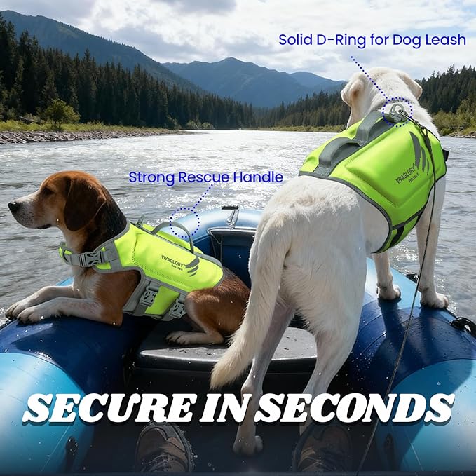 VIVAGLORY High Buoyancy Dog Life Vest, Swimming Vest with Handle, Dog Life Jacket for Swimming & Boating, Buoyancy for Puppy Doggy, S, Bright Yellow