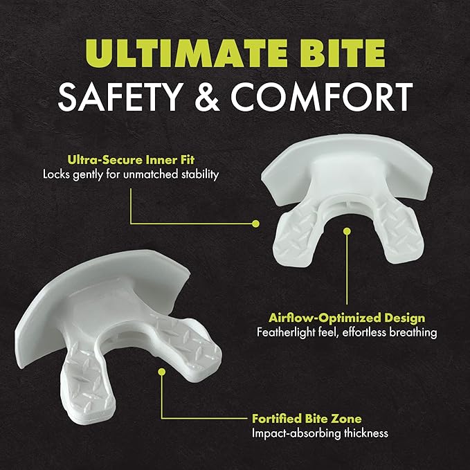 DAMAGE CONTROL Youth Football Mouth Guard – Breathable No Boil Mouthpiece, Protects Lips & Teeth, Works with Braces, Includes Helmet Strap – Sports Gear & Accessories (Built Different)