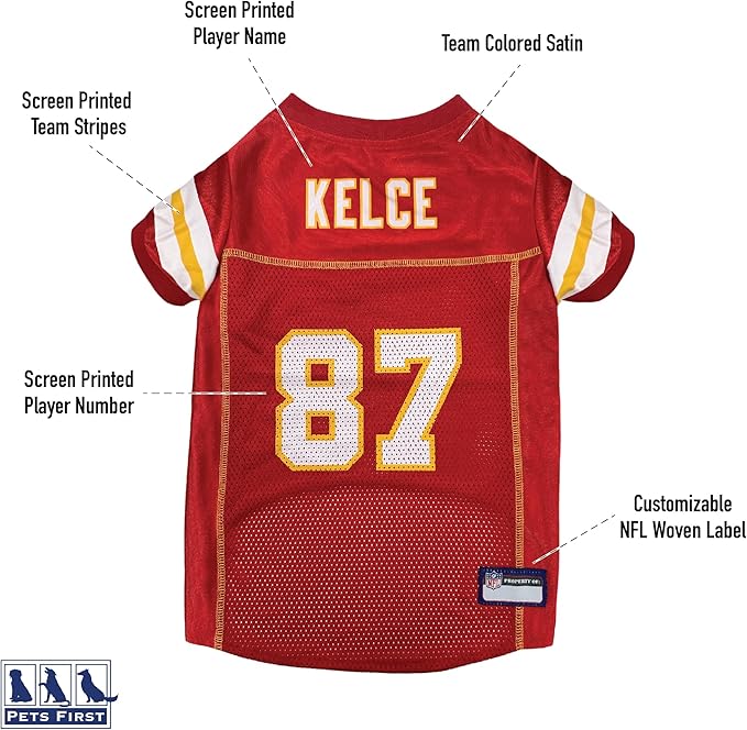NFLPA Travis Kelce PET Jersey, NFL Dog Shirt, Size Small, Kansas City Chiefs Mesh Jersey for Dogs