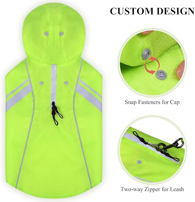 VIVAGLORY Wetoff Dog Raincoat, Rain Coat for Dog All Seasons Adventure, Rain Jacket with Harness Hole & Hood, Reflective Lightweight Waterproof for Doggy & Puppy, XXS, Bright Yellow
