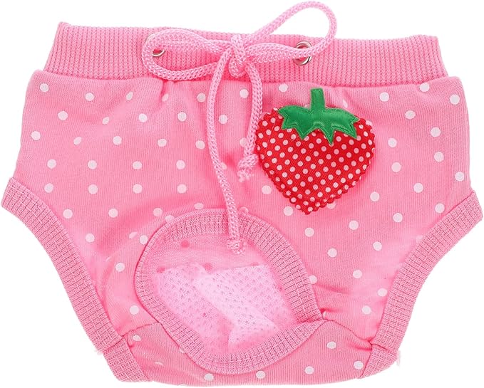 Milisten Pet Diaper Washable Male Dog Physiological Pants Absorbent Comfortable Menstruation Underwear for Untrained Puppies and Dogs Heat s Strawberry Dots
