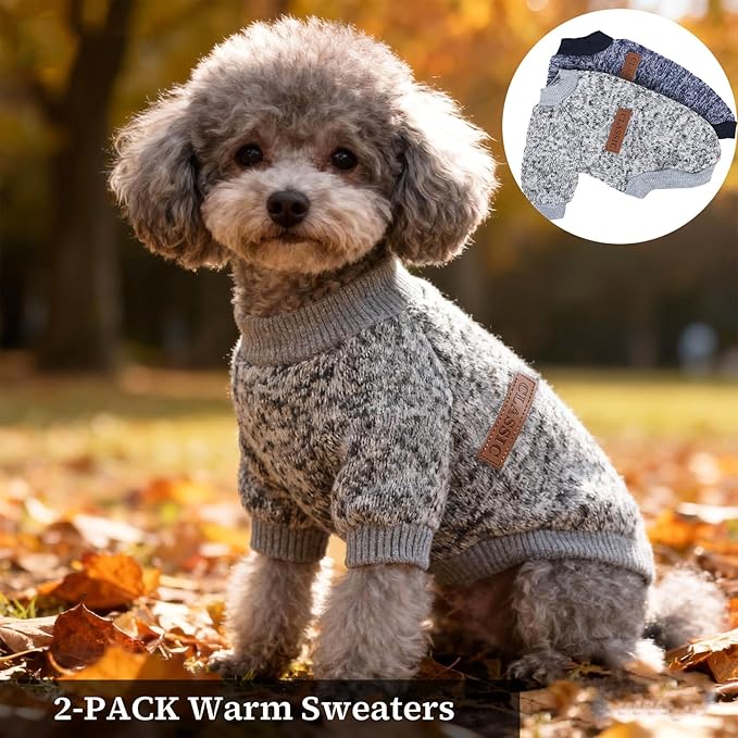 2 Pack XSmall Dog Sweaters Small Dogs Puppy Sweaters for Teacup Dog Yorkie Chihuahua Pug Recommended 2-3 Pounds