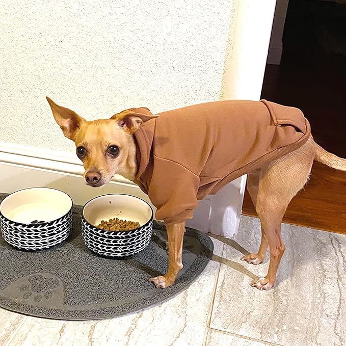Jecikelon Winter Dog Hoodie Sweatshirts with Pockets Warm Dog Clothes for Small Dogs Chihuahua Coat Clothing Puppy Cat Custume (Coffee, XX-Small)