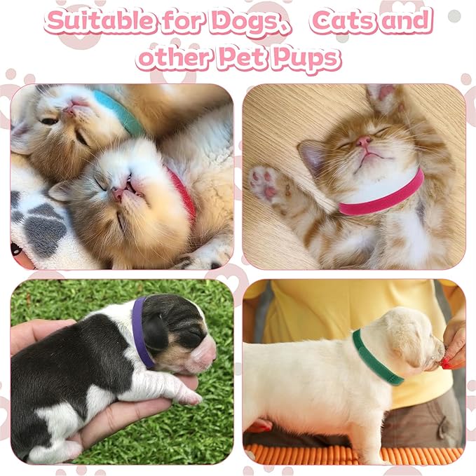 30 Pcs Puppy Whelping Collars, Adjustable Newborn Puppy ID Bands, Puppys Litter Collars for Dog Kitten & Newborn Pet, 15 Colors