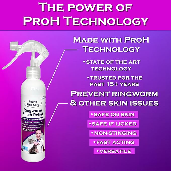 Feline Ring Care | Control & Help with Cat Ringworm, Mange, Dermatitis, Dog Paw Yeast. Also works on Dogs, Hamsters, Guinea Pigs, Rabbits, etc. 8 oz Ready to Use Spray for Cats and Itch Relief