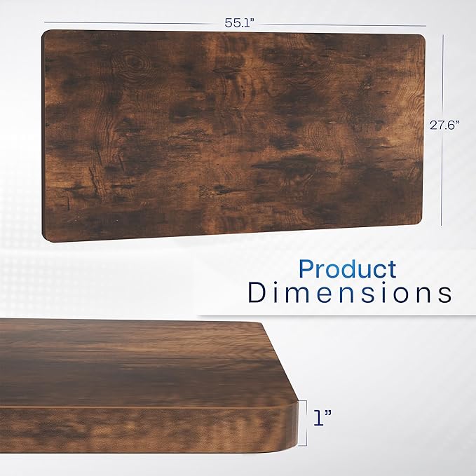 VIVO Universal 55 x 28 inch Solid One-Piece Table Top for Standard and Sit to Stand Height Adjustable Home and Office Desk Frames, Rustic Vintage Brown, DESK-TOP55-28N