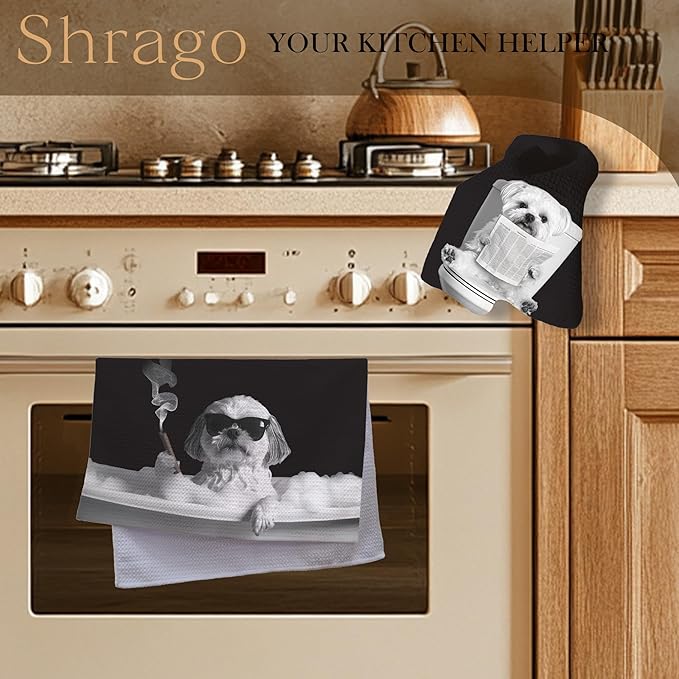 Funny Shih Tzu Bathroom Hand Towels, Shih Tzu Gifts, Dog Mom Dad Lover Gifts Hand Towels for Bath Room Washroom, Dog Bathroom Decor, 16x24 Inch Set of 2